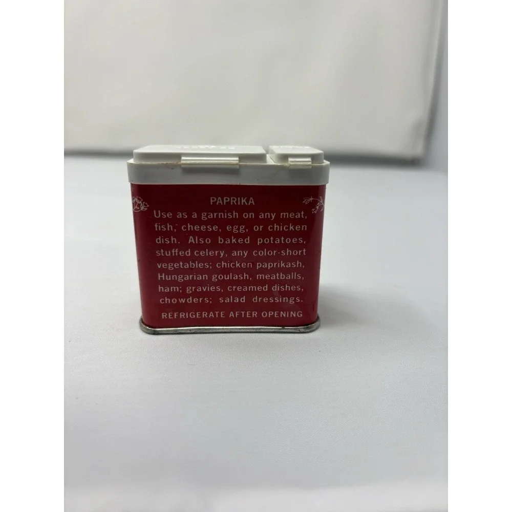 Vintage Durkee Tin PAPRIKA SPICE 1 1/4 oz Westfield OH USA Retro Advertising